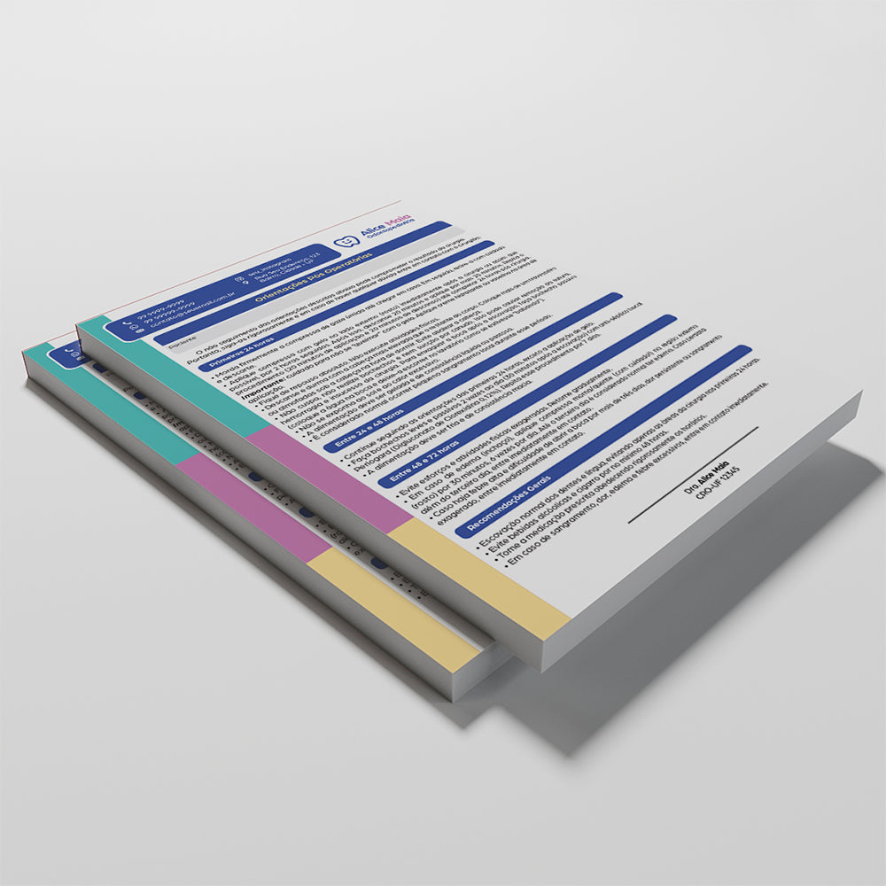 Orientações Pós Operatório Odontológico | Modelo 002