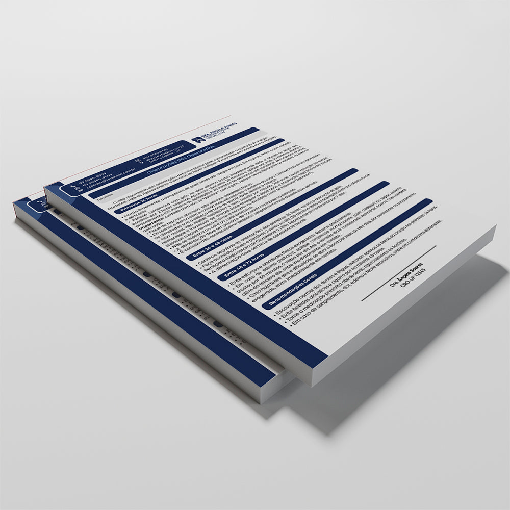 Orientações Pós Operatório Odontológico | Modelo 003