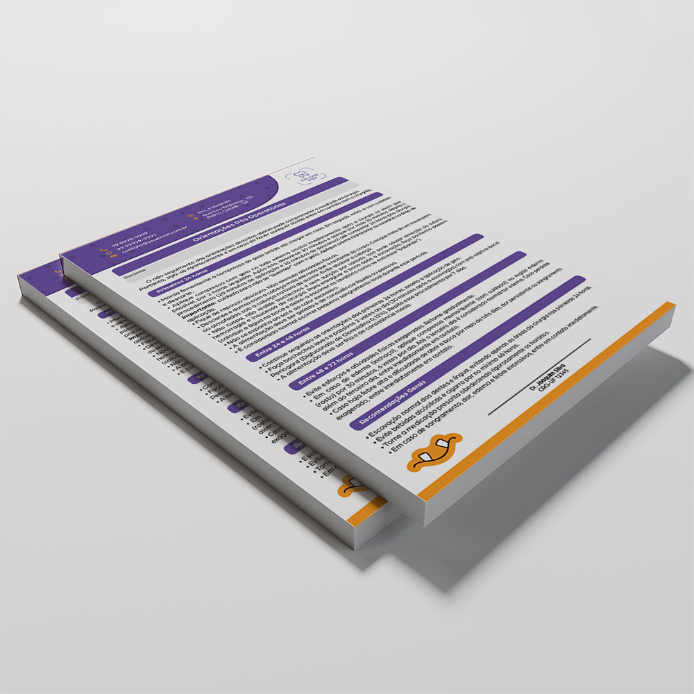 Orientações Pós Operatório Odontológico | Modelo 005