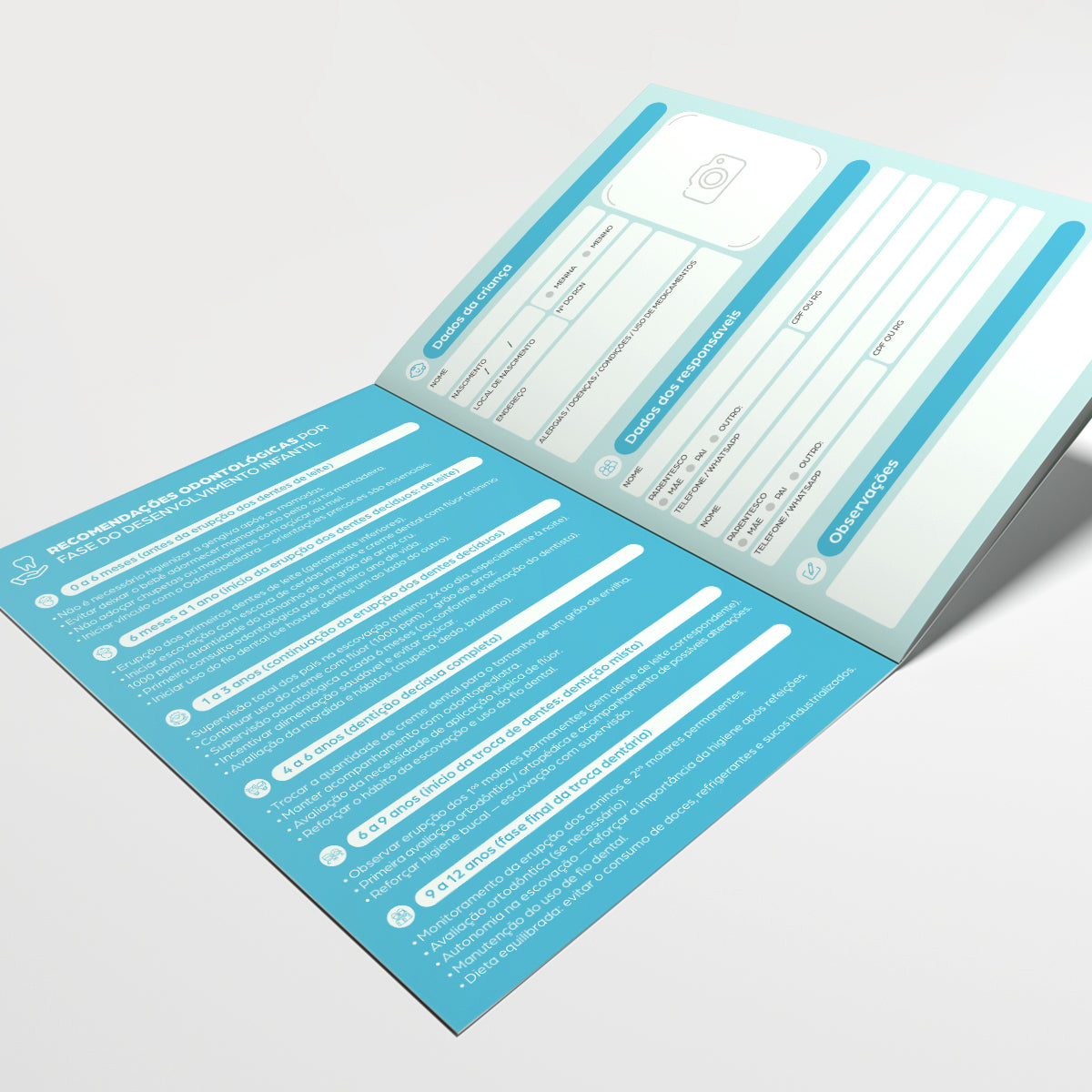 Carteira de Acompanhamento Odontológico 8 Páginas | Modelo 005