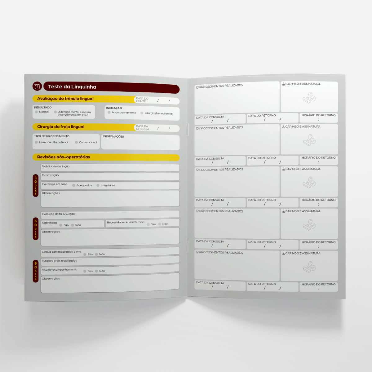 Carteira de Acompanhamento Odontológico 12 Páginas | Modelo 001