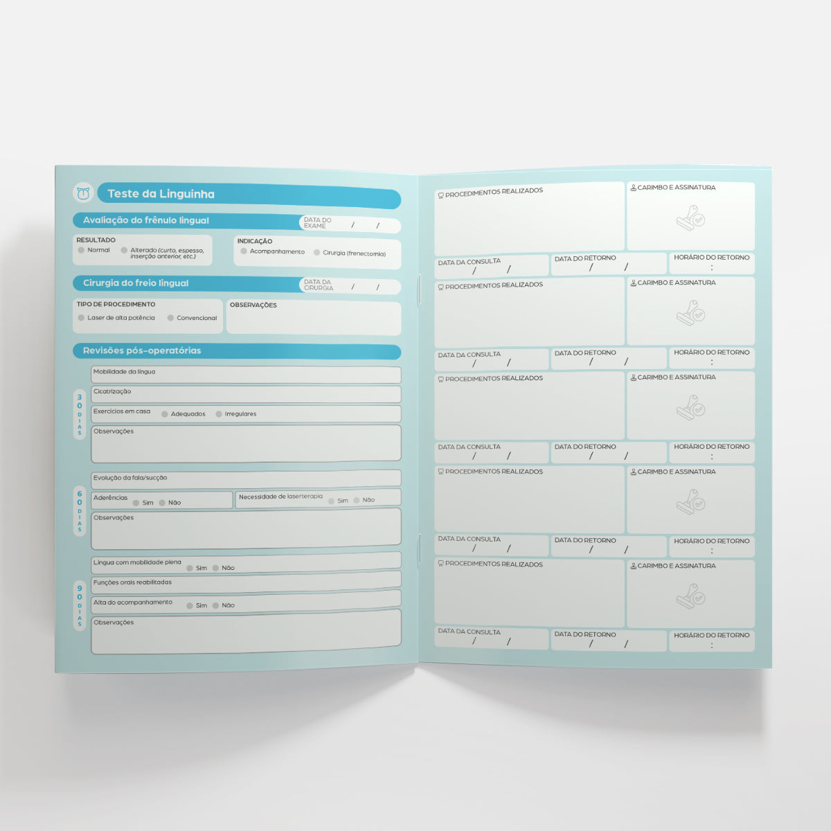 Carteira de Acompanhamento Odontológico 12 Páginas | Modelo 005